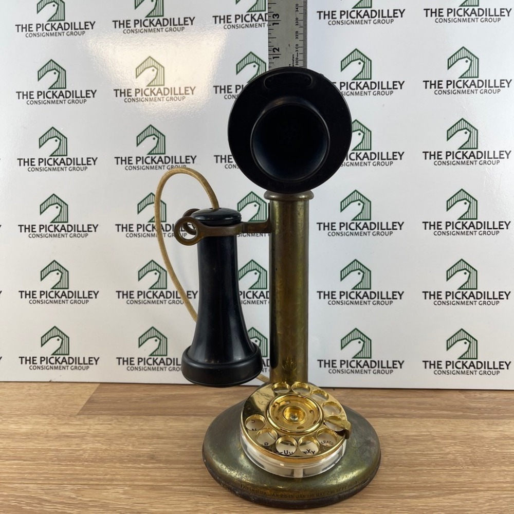 Antique American Bell Telephone Company Brass Candlestick Rotary Phone Vintage